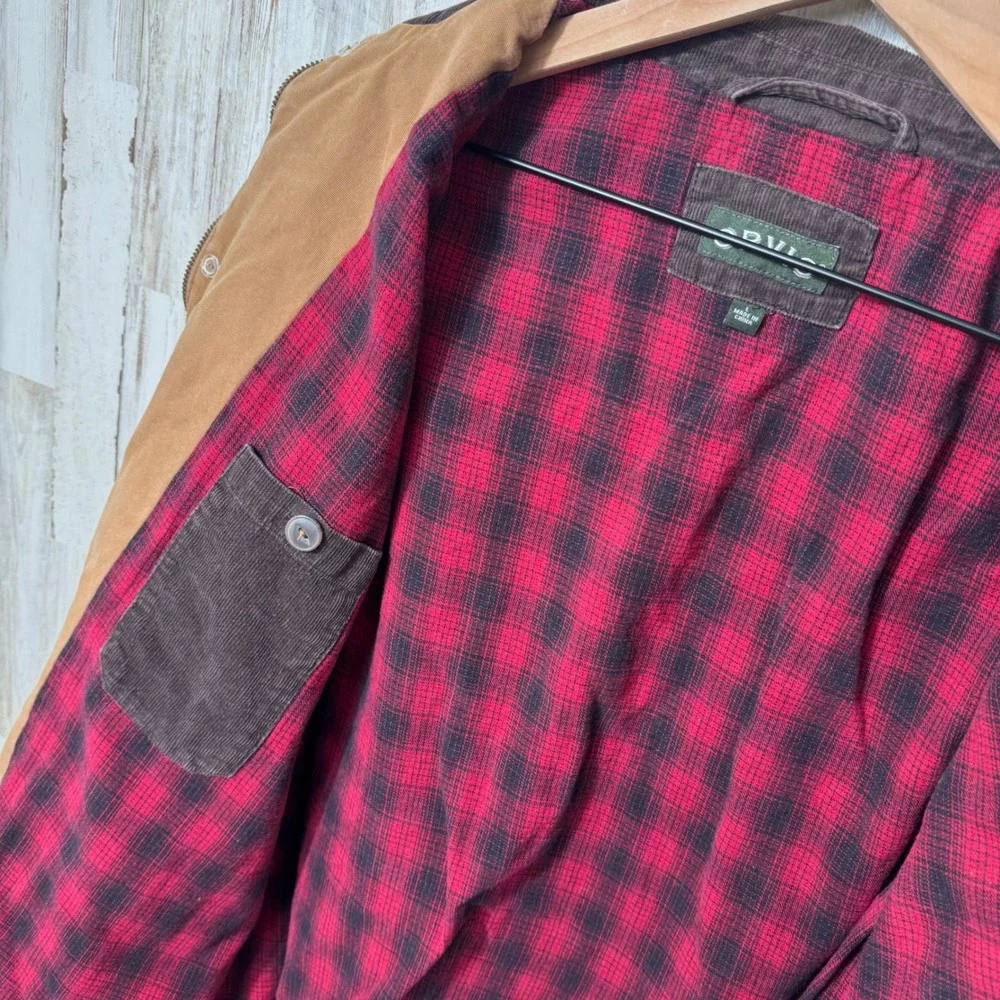 Vintage Orvis Chore Barn Utility Jacket‎ Corduroy Collar Flannel Lining Mens L